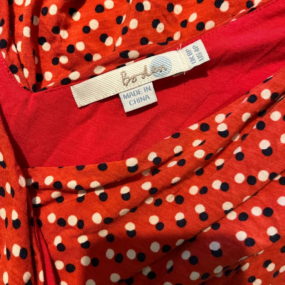 Boden Red and White Polka Dot Midi Dress‎ - Picture 2 of 5